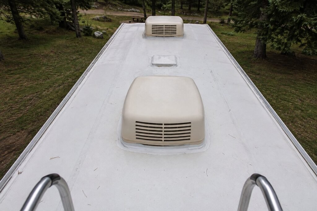 Two roof air conditioners on a travel trailer, the load a 50 amp RV surge protector has to carry